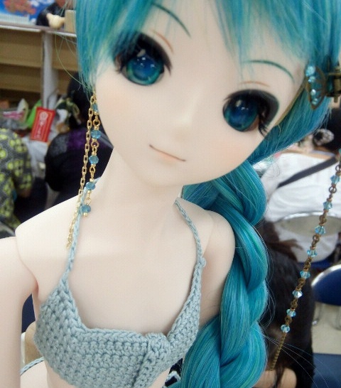 ボタンカット繋ぎとチェーンのドール用ロングノンホールピアス