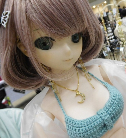 ボタンカット繋ぎとチェーンのドール用ロングノンホールピアス