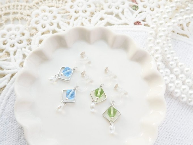 バイコーンと菱フープのドール用ノンホールピアス