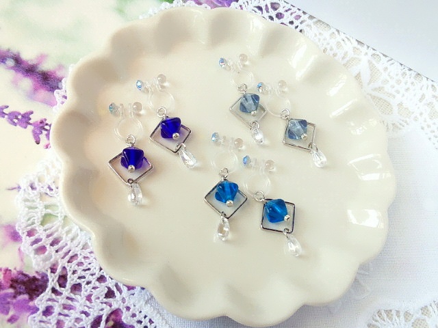 バイコーンと菱フープのドール用ノンホールピアス