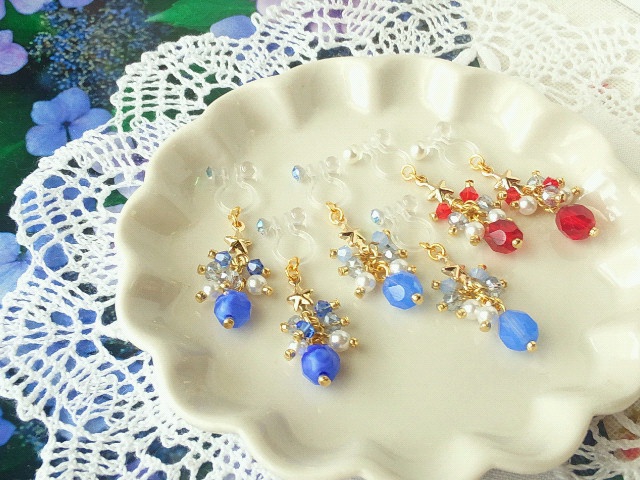 星とFPビーズのしゃらんらドール用ノンホールピアス