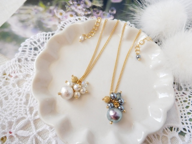 コットンパールのしゃらんらドール用ネックレス