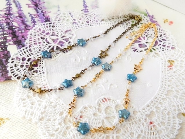 ヴェネチアンブルースター繋ぎのドール用ネックレス
