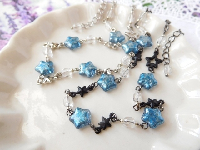 ヴェネチアンブルースター繋ぎのドール用ネックレス