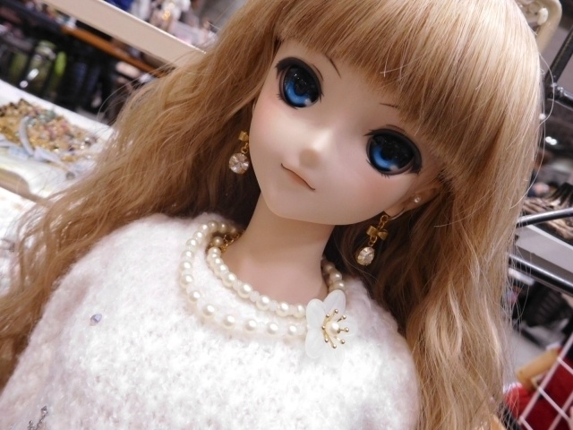 雪花とパールのドール用2wayネックレス