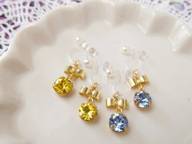 リボンとジュエルのドール用ノンホールピアス