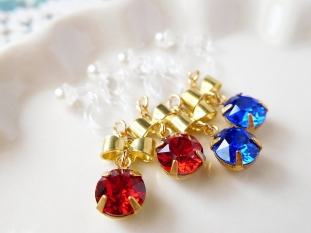 リボンとジュエルのドール用ノンホールピアス