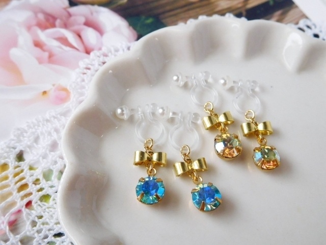 リボンとジュエルのドール用ノンホールピアス