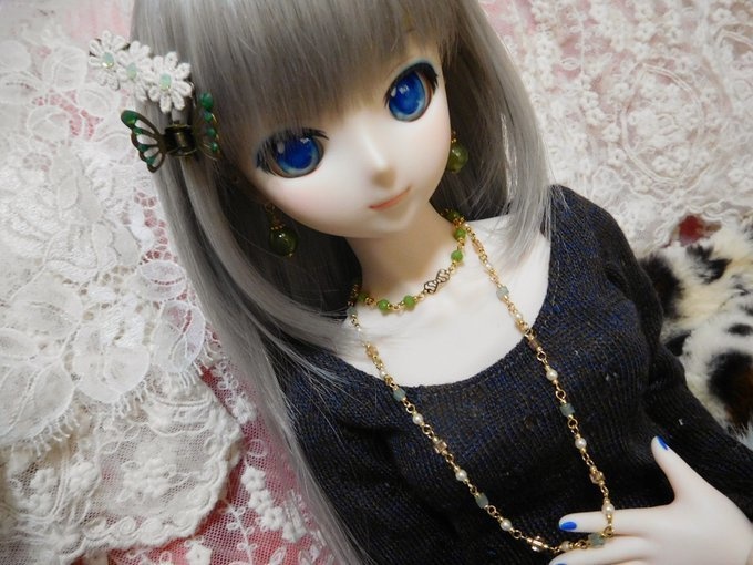 極小ガラスキューブとパールのドール用2wayネックレス