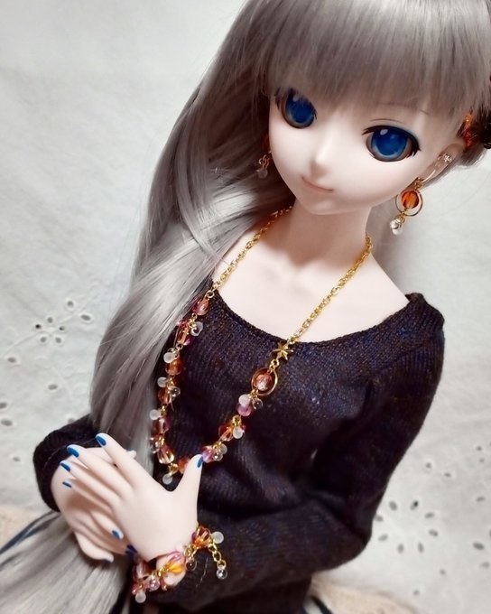 プラネットしゃらんらドール用アクセサリーセット[ロングネックレス/CZメロン]