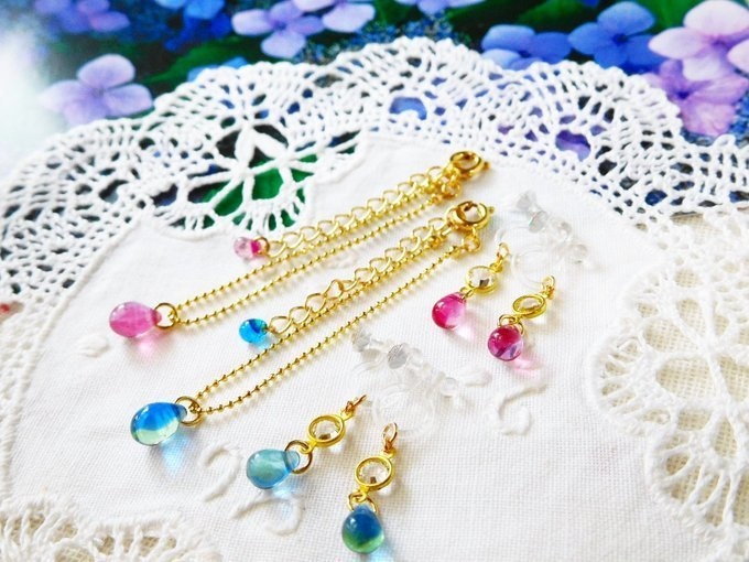 紫陽花ドロップドール用アクセサリーセット[グラデーション]