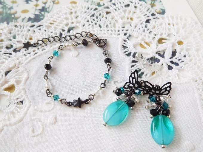 黒蝶とCZオーバルの星しゃらんらドール用アクセサリーセット