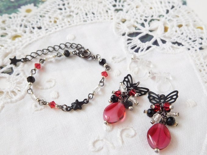 黒蝶とCZオーバルの星しゃらんらドール用アクセサリーセット