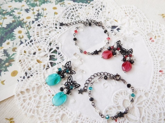 黒蝶とCZオーバルの星しゃらんらドール用アクセサリーセット