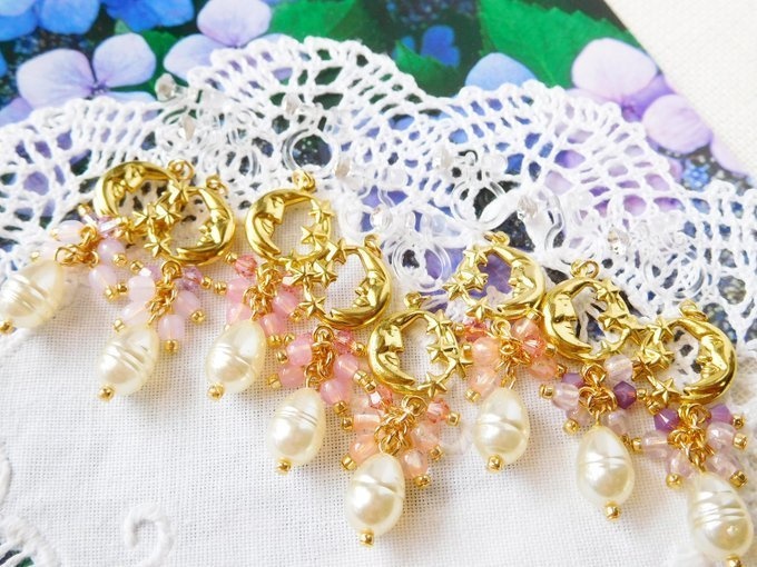 三日月星雫しゃらんらドール用ノンホールピアス