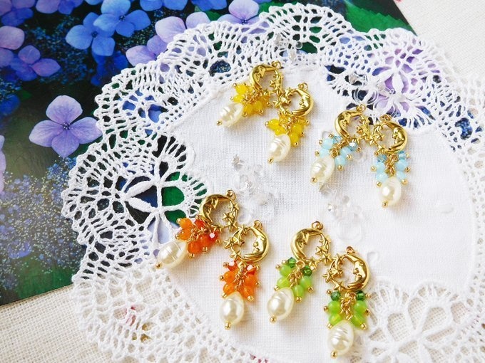 三日月星雫しゃらんらドール用ノンホールピアス