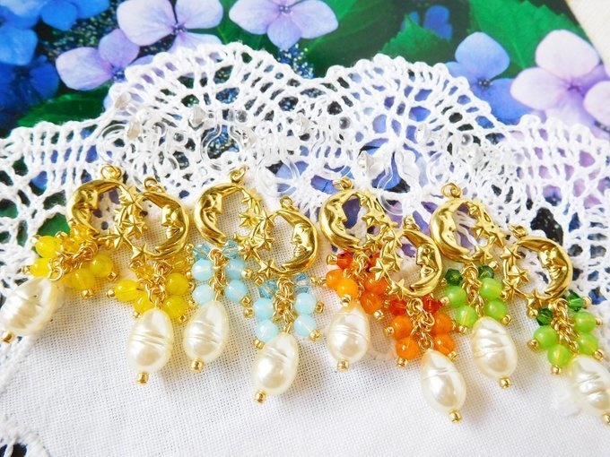 三日月星雫しゃらんらドール用ノンホールピアス