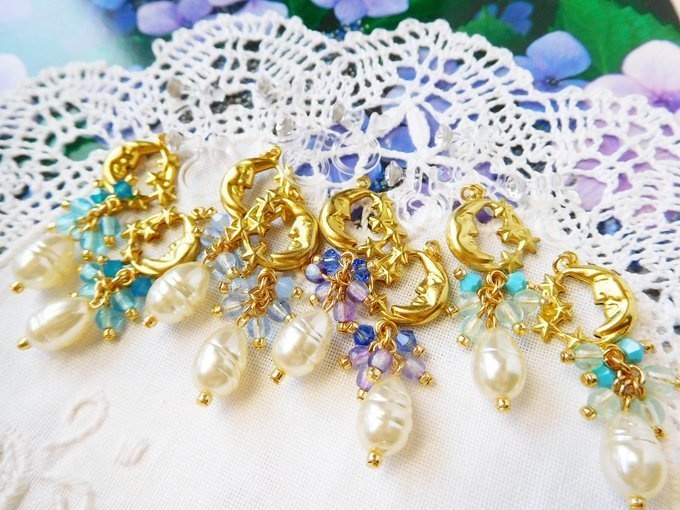 三日月星雫しゃらんらドール用ノンホールピアス