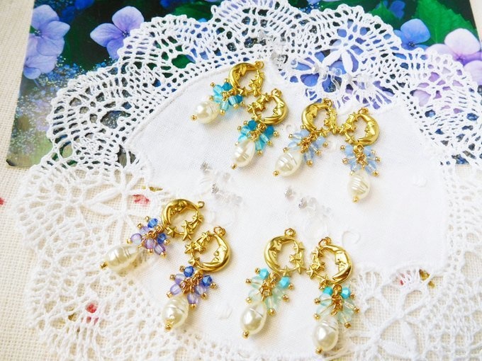 三日月星雫しゃらんらドール用ノンホールピアス