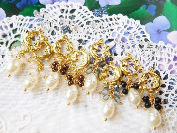 三日月星雫しゃらんらドール用ノンホールピアス