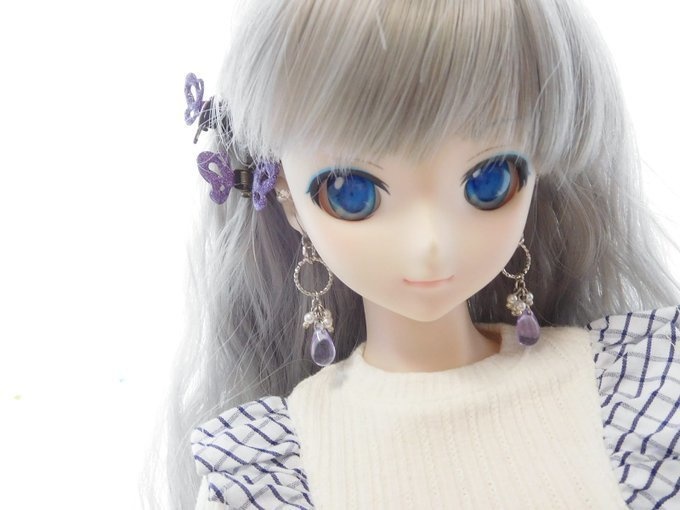 キラキラフープと夏雨雫のしゃらんらドール用ノンホールピアス