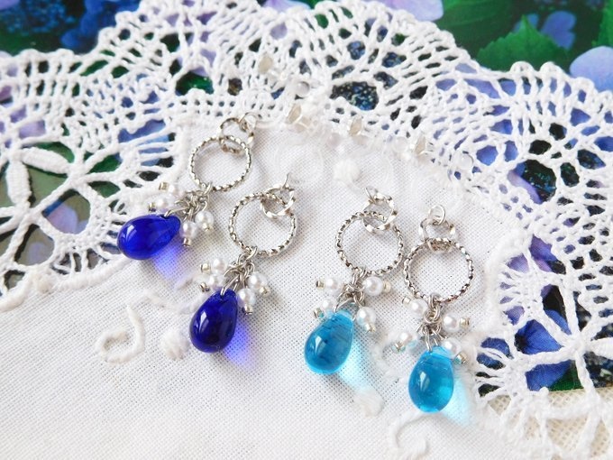 キラキラフープと夏雨雫のしゃらんらドール用ノンホールピアス