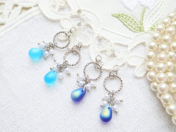 キラキラフープと夏雨雫のしゃらんらドール用ノンホールピアス