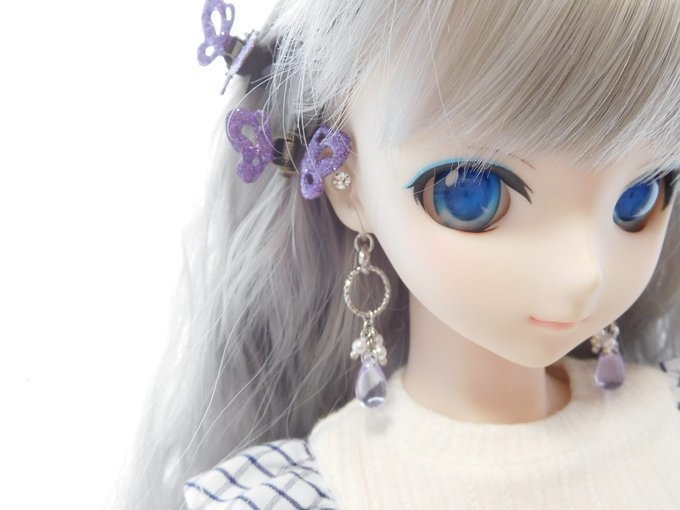 キラキラフープと夏雨雫のしゃらんらドール用ノンホールピアス