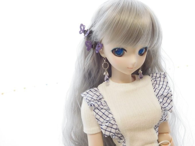 キラキラフープと夏雨雫のしゃらんらドール用ノンホールピアス