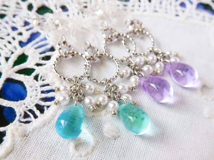 キラキラフープと夏雨雫のしゃらんらドール用ノンホールピアス