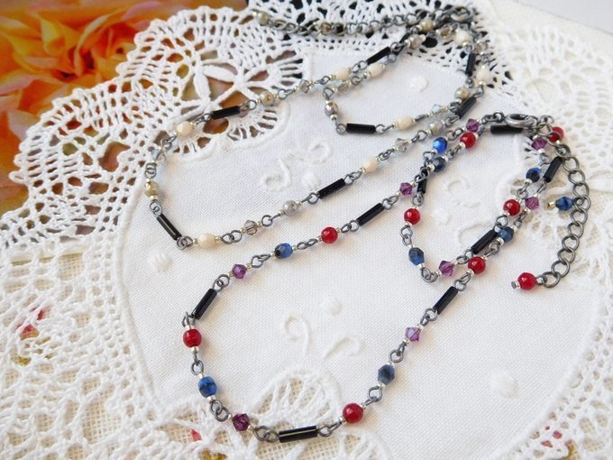 竹ビーズとクリスタライズのドール用3wayネックレス