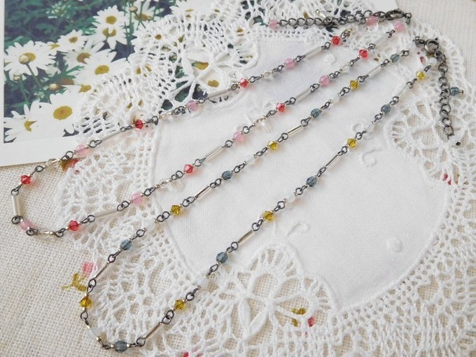 竹ビーズとクリスタライズのドール用3wayネックレス