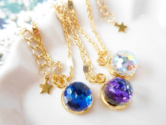 ミラーボールカボションのドール用ネックレス