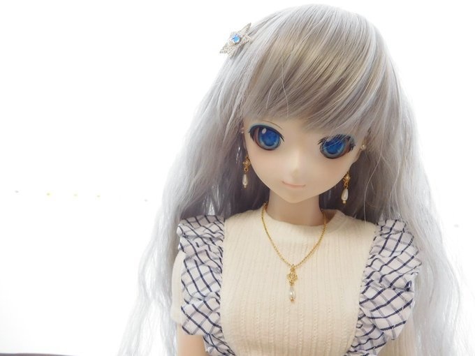 菱ラインストーンと雫パールのドール用アクセサリーセット