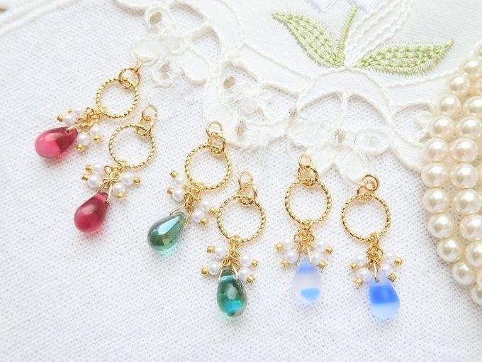 キラキラフープと秋雨雫のしゃらんらドール用ノンホールピアス