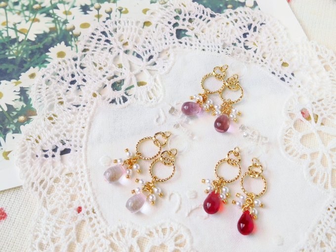 キラキラフープと秋雨雫のしゃらんらドール用ノンホールピアス
