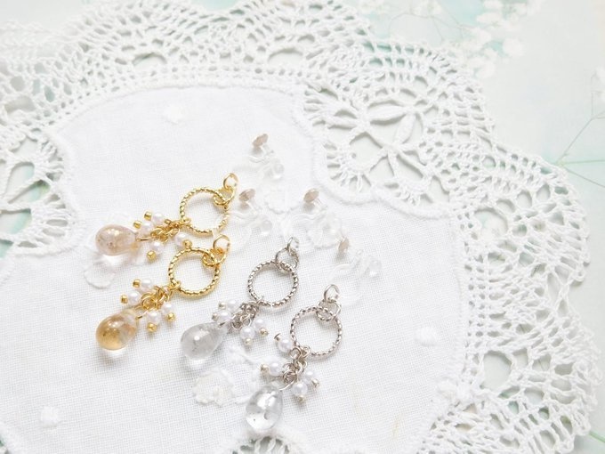 キラキラフープと秋雨雫のしゃらんらドール用ノンホールピアス