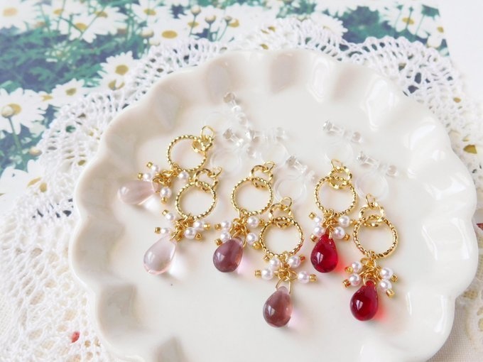 キラキラフープと秋雨雫のしゃらんらドール用ノンホールピアス