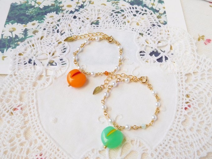 CZフルーツとパールのドール用チョーカー