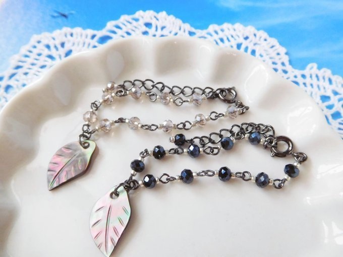 黒蝶貝リーフのドール用チョーカー