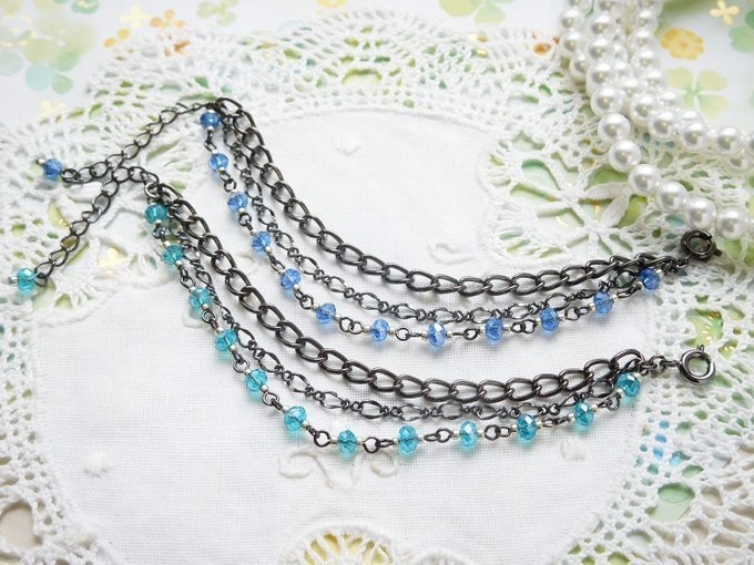 チェーンとビーズのドール用3連チョーカー