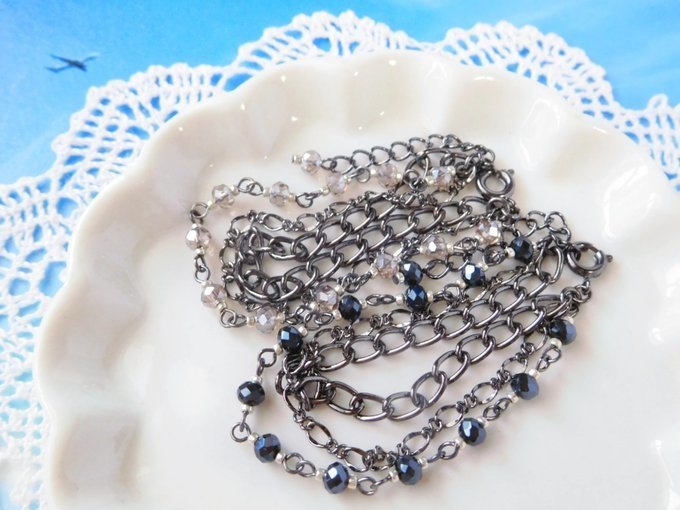 チェーンとビーズのドール用3連チョーカー