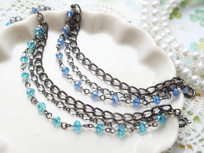 チェーンとビーズのドール用3連チョーカー