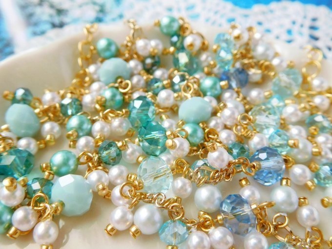 カットガラスとパールのしゃらんら2wayドール用ネックレス