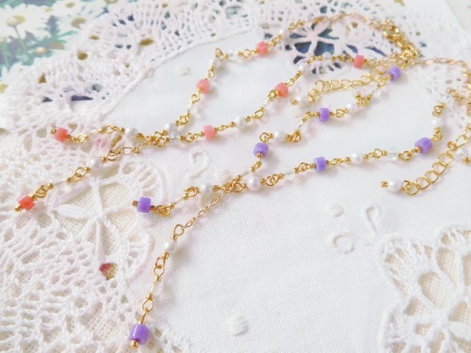 カラージェイドのドール用Y字ネックレス