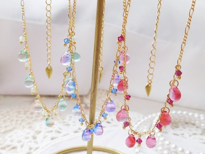 CZドロップとクリスタライズのドール用ネックレス