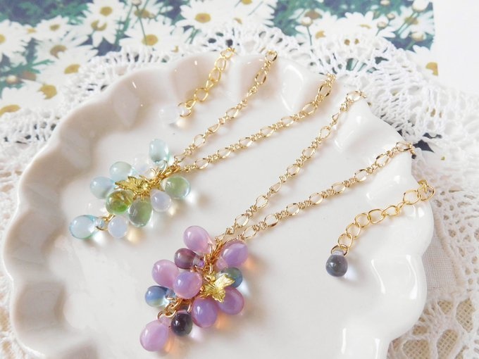 CZドロップ葡萄のしゃらんらドール用ネックレス