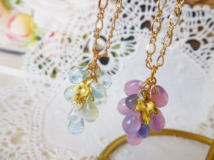 CZドロップ葡萄のしゃらんらドール用ネックレス