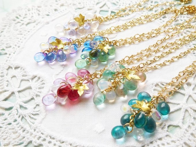 CZドロップ葡萄のしゃらんらドール用ネックレス