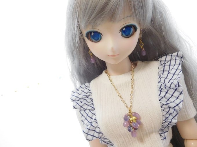 CZドロップ葡萄のしゃらんらドール用ネックレス